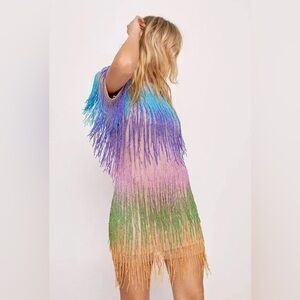 Nasty Gal Rainbow Tassel Fringed Shift Dress